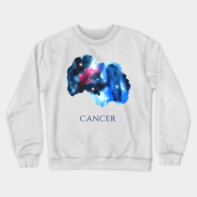 Cancer Zodiac Sign - Watercolor Star Constellation Crewneck Sweatshirt by marufemia